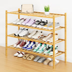 Smiry Shoe Rack, 4 Tier Long Bamboo Shoe Organizer, Stackable Free Standing Wooden Shoe Storage Shelf for Closet, Entryway, F