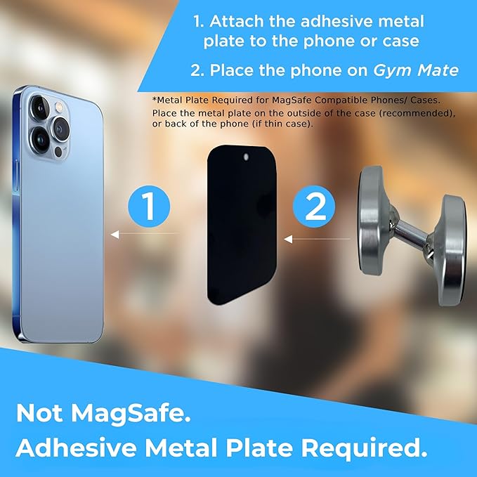 Gym Mate Dual Magnetic Phone Mount & Holder – Attaches Magnetically to Metal Surfaces – Shoot Hands-Free Workout Videos – Strong Joints & Magnets – Compact Size