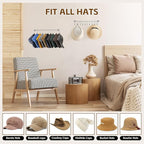 Viklluyr Hat Rack Baseball Cap Wall Organizer - Closet Hats Holder with 20 Hooks - Metal Caps Storage Wall Mounted Hat Hanger