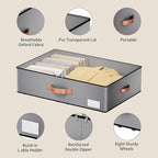 Under bed Storage With Wheels,Large Capacity 7.5 inches Height Storage Bins,Rolling Under bed Shoe Storage Containers,Under b