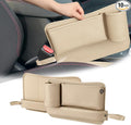 Car Seat Gap Filler Organizer 2 Pack, Car Seat Organizer with Cup Holders, 3-in-1 Removable Auto Organizer for Women, Universal Fit SUV Truck Fill The Gap Between Seats & Console(Beige)