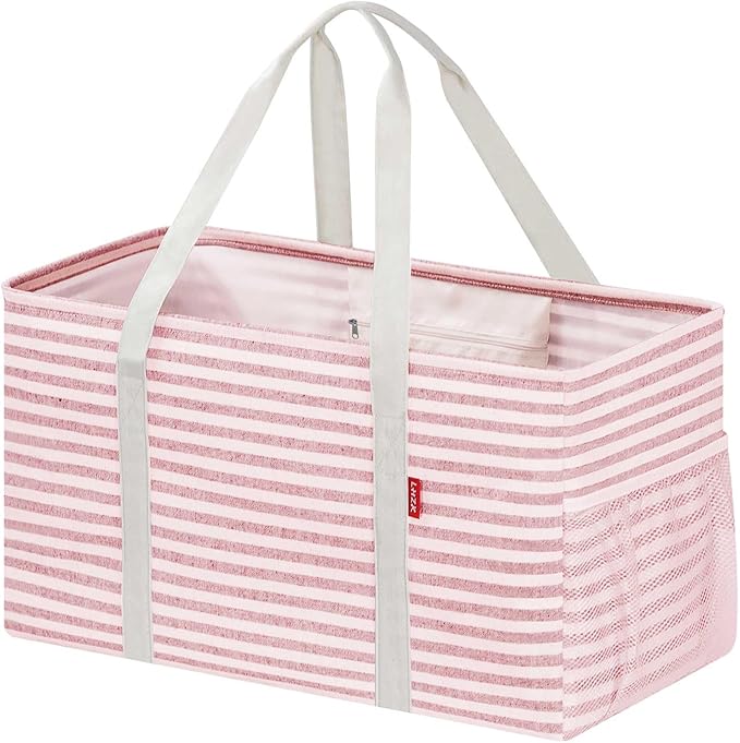 LHZK Standing Extra Large Utility Tote Bag with Metal Wire Frame and the Sides Rinforced, Extra Large Tote Bag with Handle,
