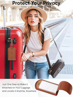 Luggage Tags Built-in Anti-Loss Tracker, Luxury Leather Luggage Tags for Suitcase, Travel Bags, Backpacks, Travel Organizer f