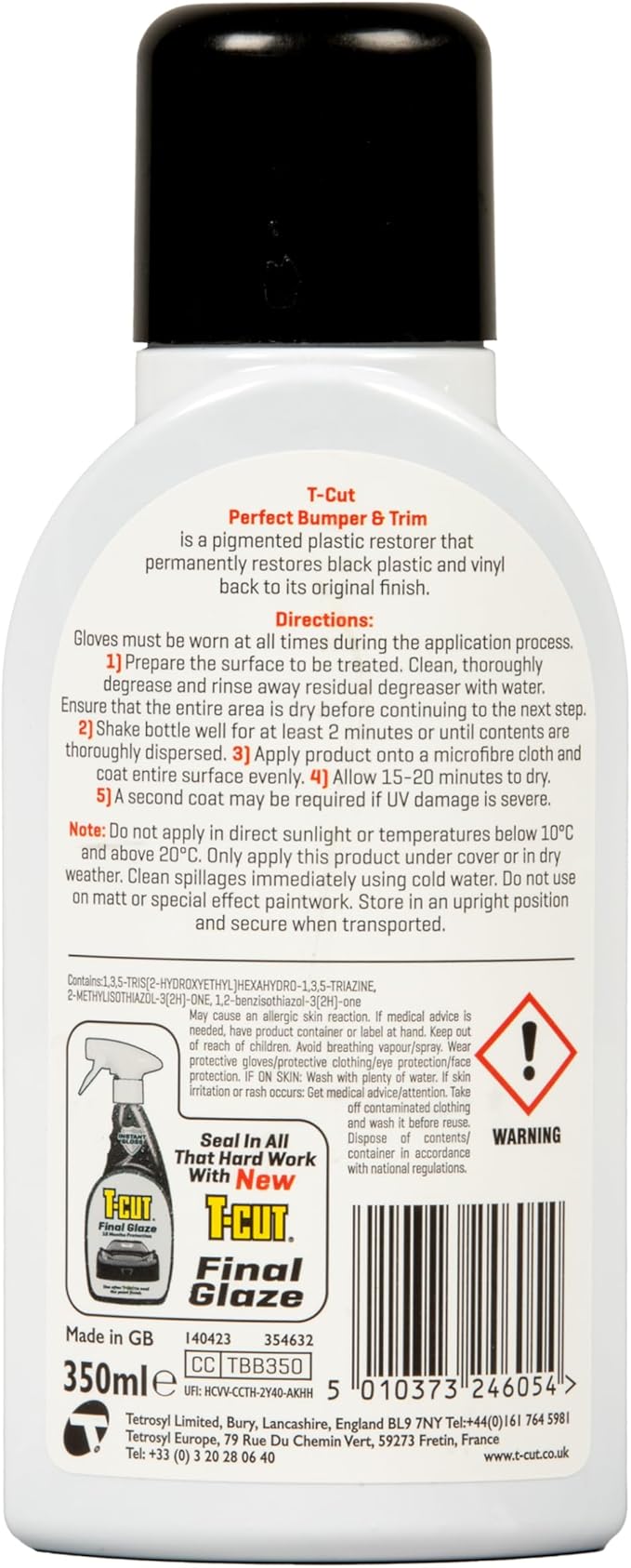 T-Cut Perfect Bumper & Trim, Black Permanent Restorer, 11.83 fl oz