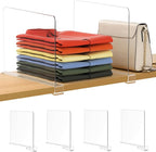 4 Pack 12 Inches [Extra Tall Version] Clear Shelf Dividers for Organization, Acrylic Closet Shelf Vertical Shelves Organizer 