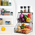 Mefirt Fruit Basket, Stackable Wall Mounted Fruit Baskets, Potato Baskets Onion Storage for Kitchen, Hanging Wire Basket with