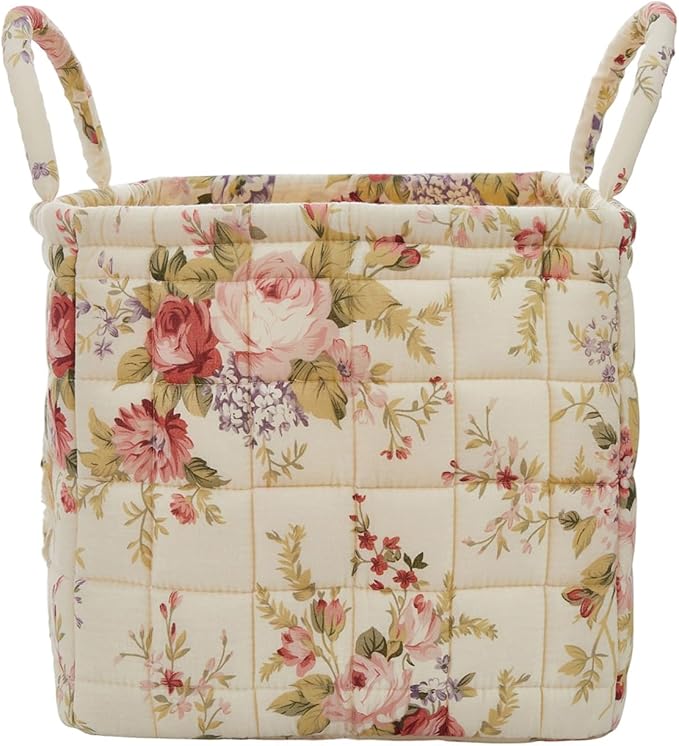 Boho Fabric Storage Basket, Large Capacity Laundry Basket, 12.2'' x 10.23'' x 10.23'' Collapsible Laundry Hamper with Easy Ca