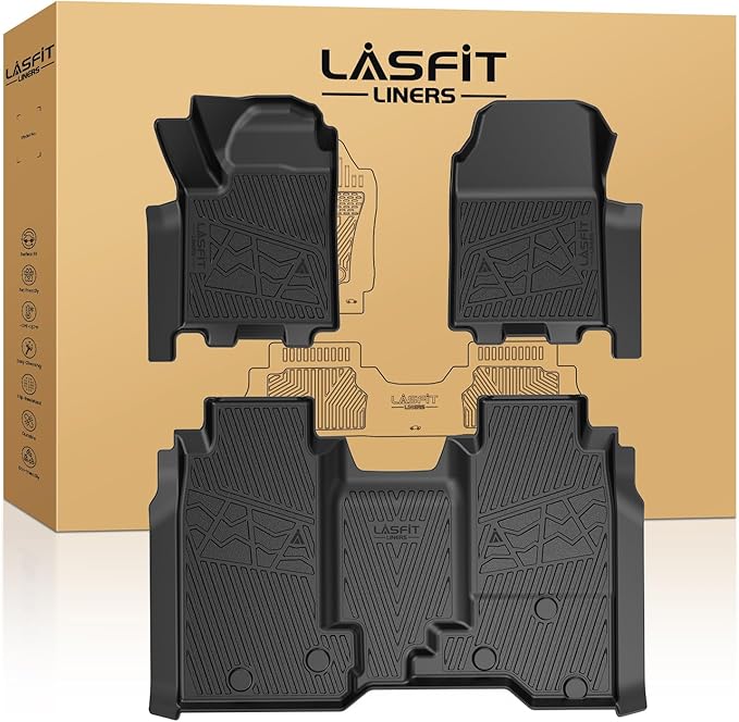 LASFIT Floor Mats for Chevrolet Chevy Silverado EV 2024-2026 / GMC Sierra EV 2026 (Fit Without Multi-Flex Midgate, Not Fit with Multi-Flex Midgate), All Weather TPE Custom Fit Floor Mats for Cars