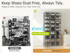 Kuject XX-Large Shoe Storage Boxes Organizers Clear Plastic Stackable 12 Pack, Shoe Rack & Holder Substitute, Sneaker Contain