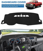 FIILINES Dash Cover for Chevrolet Silverado/GMC Sierra 2007-2013 (Only Fits with Two Glove Boxes) Dashboard Mat Cover Sunshad