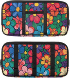 Car Sun Visor Organizer,Hippie Flower Multi-Pocket Car Truck SUV Storage Pouch Holder Elastic Bands Universal Fit Document Holder for Registration