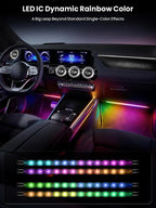 Car LED Lights Interior, 16M Colors APP & CarPlay Control, Music Sync Ambient Lighting Kit, Auto-On/Off，Voltage Protection, Brightness Dimmer 12V DC LED Strip Lights for Car, Truck, SUV