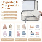 Compression Packing Cubes for Travel, Lightweight Vacation Travel Essentials, Travel Accessories for Suitcase Organizer Bags 