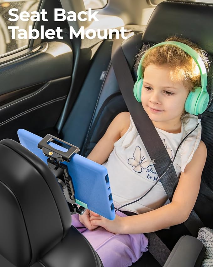 Tesla Model 3/Y Back Seat Tablet Mount Fit 6.1-15.6" Devices, 360° Adjustable Metal Ball Car Backseat Tablet Holder for iPad 12.9 Pro/Air/Mini, Galaxy Tab with Thickness Case (Deep Max 1.18'')