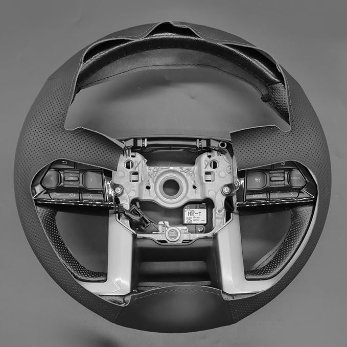 MEWANT Hand Stitch Black Genuine Leather Steering Wheel Cover Wrap for Toyota Tacoma 2024 Tundra 2022-2024 Sequoia 2024