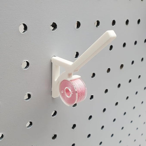 'Just Hanging Pegboards' 1/4" Pegboard Angled Thread-Bobbin Storage Hook, Compatible with 1/4" Pegboards. Sewing Organization