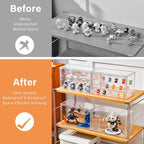 Freebat Clear Acrylic Display Case for Collectibles - 3-Tier Adjustable Figure Display with Magnetic Door & Removable Shelves