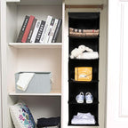 BrilliantJo 2 Pack Hanging Closet Organizer, 5 Shelves Hanging Storage with 6 Side Pockets for Clothes Shoes, 43"x12"x12"(Bla