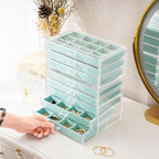 ProCase Earring Holder Organizer Jewelry Box with 8 Drawers, Acrylic Clear Earring Case with Adjustable Velvet Trays for Wome