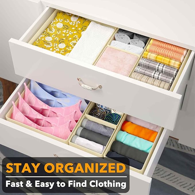 SpaceAid Drawer Organizer for Clothes, 18 Pack Dresser Drawer Organizer Bins, Closet Organizers and Storage Dividers for Clot