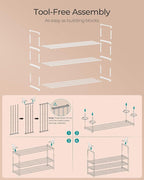 SONGMICS Shoe Rack, 3-Tier Shoe Organizer, Metal Storage Shelf, Upright or Upside Down, for 16-20 Pairs, Stackable, for Entry