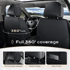Coverado Automotive Seat Covers Front Seats, Leather Seat Covers 2 Pack, Black Green Car Seat Cover, Waterproof Car Seat Prot