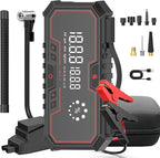 Jump Starter with air Compressor, 5000A Emergency Starter Jump Box (Gas 9L/Diesel 8L), Jumper Cable Jump Starter Portable with air Compressor 160PSI, car Roadside Emergency kit, SOS Light