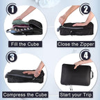 BAGAIL 5 Set Ultralight Compression Packing Cubes Travel Accessories Expandable Packing Organizers(Black)