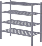 ROMGUAR CRAFT 4 Tier Bamboo Shoe Rack for Closet Free Standing Wood Shoe Shelf for Entryway Small Space Stackable 27"x11"x26"