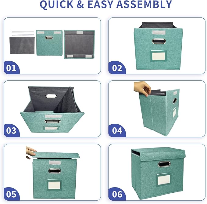 2 Pack Hanging File Folder Box with Lid, Durable Letter Size Filing Storage Box, Sturdy Magazine File Holder with Cardboard S