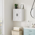 Homleke Bathroom Wall Cabinet, Over Toilet Storage Cabinet with Barn Doors and Adjustable Shelves, 3-Tier Medicine Cabinet Wa