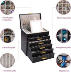 BOOVO Jewelry Boxes for Women, White and Black 6 Layer Large Jewelry Box for Necklace, Bracelet, Earrings, Rings Storage, Jew
