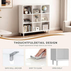 9 Cube Storage Organizer | White Bookshelf|3 Shelf Bookcase |Long Bookshelf| -Cubic Storage Cabinet（Storing Books,Toys & More