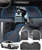 Sunsdrew Floor Mats for 2022-2024 Kia EV6 Accessories, All Weather Floor Liners Front Rear 2 Rows Car Mats TPE Rubber Raised Edge
