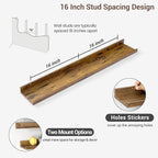 Axeman 36 Inch Floating Shelves | Brown Picture Ledge Shelf Set of 3 | Rustic Brown Wood Wall Shelves with Lip | 36" Picture 