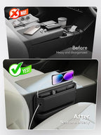 Car Seat Gap Filler with Sun Visor Organizer, Leather Seat Gap Organizer for Phone, Cards, Keys and Sunglasses, Front Seat Storage for Most Cars, SUVs and Trucks