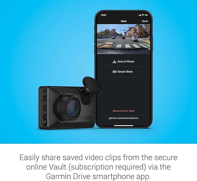 Garmin Dash Cam™ X110, Compact 1080p HD Dash Cam with a 140-degree Field of View, Built in Clarity™ Polarizer, Voice Controll
