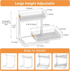 Under Sink Organizer, High Adjustable 2 Tier Under Kitchen Sink Organizer, Multi-Purpose Storage Shelf for Kitchen Bathroom C
