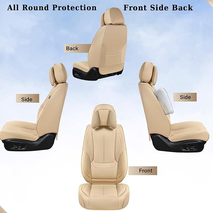 Coverado Universal Seat Covers Front, 2-Pack Universal Seat Covers for Cars, Waterproof Nappa Leather Car Seat Covers with He