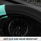 Road Comfort Leather Steering Wheel Cover – Premium Anti-Slip Car Steering Wheel Grip Cover – Universal Fit for 14.5”–15.5” C