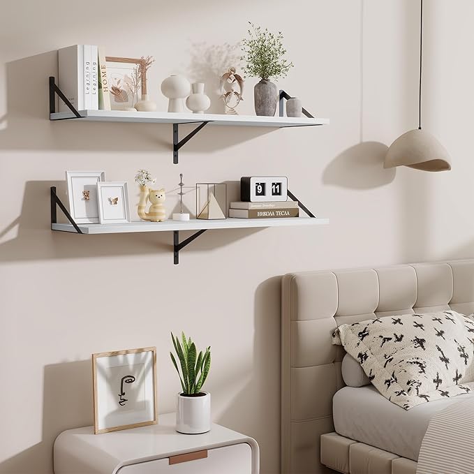Floating Shelves for Wall,40" Wall Mounted Shelves Set of 2,Long Wood Floating Shelves,Hanging Wide Display & Storage Shelf w