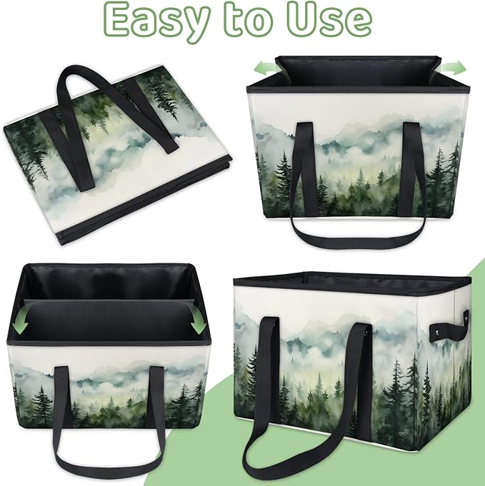 Reusable Grocery Bags Heavy Duty Shopping Bags Foldable Large Tote Bags with Long Handles & Hard Bottom