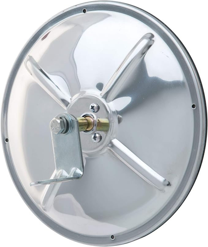 RETRAC 610673 8-Inch Stainless Steel Center-Mount Convex Mirror Head with J-Bracket, Universal Driver or Passenger Side