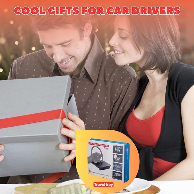 2 IN 1 Steering Wheel Tray with Car Seat Gap Filler Organizer | Car Food Eating Lunch Tray for Driver | Laptop Holder Office Desk | Between Seat Gap Storage Box - Car Gadgets & Roadtrip Essentials