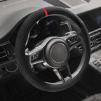 Suede Steering Wheel Cover with Upgraded Silicone Inner Ring, Breathable, Anti-Slip, Leather Universal 14.5 to 15 Inch Steeri