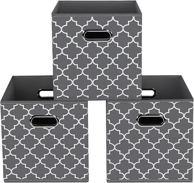Fabric storage bins Cubes, Fabric Cube Organizer with Handle, Foldable Cube Bins for Cloth or Accessary Storage, 11x11x11, Se
