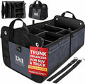 TRUNKCRATEPRO XL Heavy-Duty Trunk Organizer – Reinforced SUV & Truck Cargo Storage with 6 Adjustable Compartments, Non-Slip Base & Securing Straps (Foldable Design, Grey)
