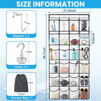 Cruise Essentials 2026 Over The Door Organizer For Cruise Ship 24 Pocket Magnetic Door Organizers with 4 Metal Hooks and 4 St