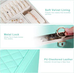 GUOER Jewelry Box for Women Girl Wife 3 Layers Large PU Leather Jewelry Organizer Storage Case with Two drawers Display for E