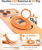 SYNCWIRE Magnetic Phone Ring Holder for MagSafe, 360° Rotation Cell Phone Grip Stand Finger Ring Kickstand Two-Sided Magnet Compatible with iPhone 17 Pro Max 16 15 14 13 12 MagSafe Accessories